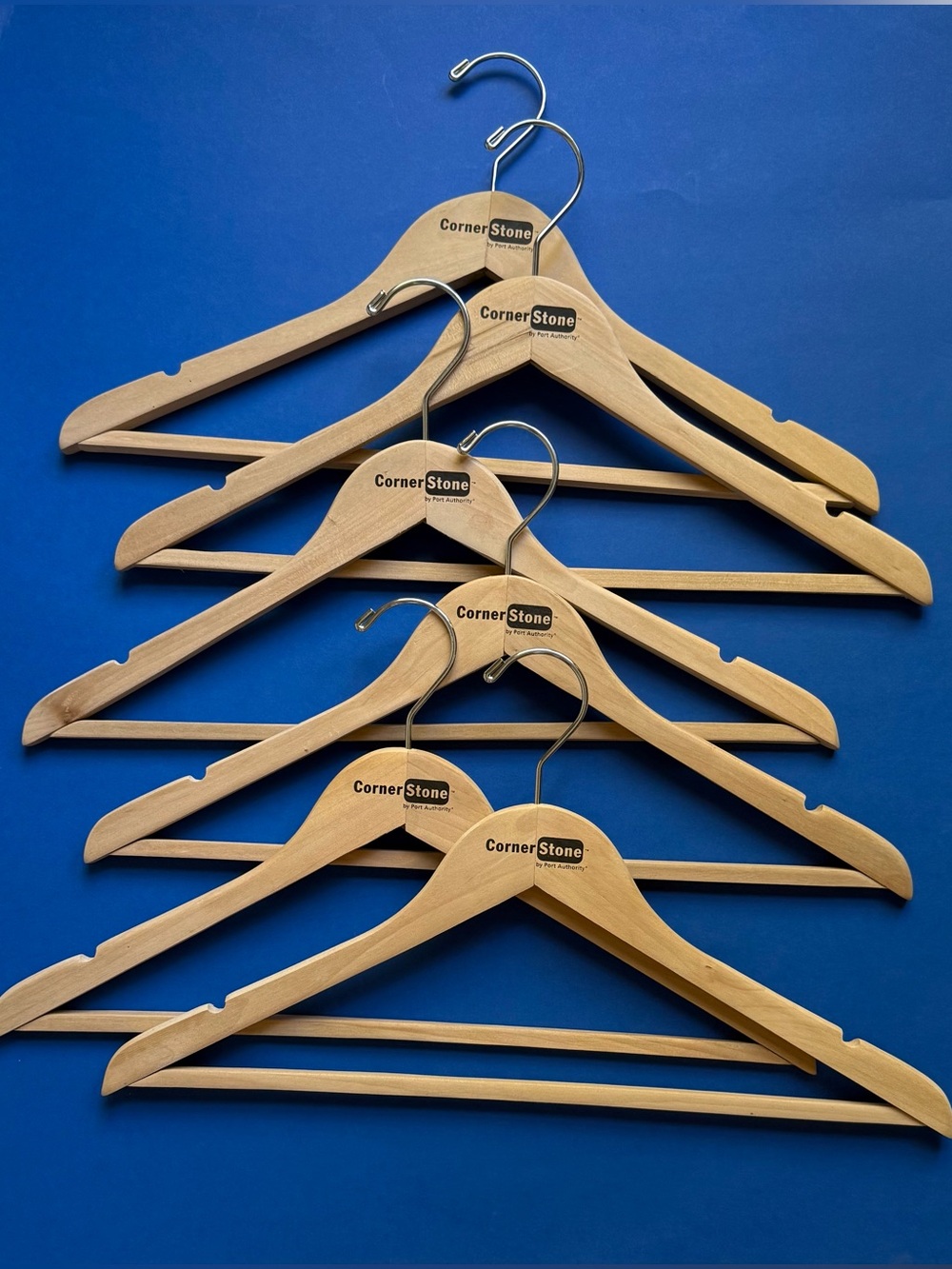 Cornerstone Six Wooden Hangers - Natural